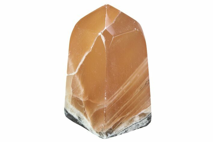 Polished, Banded Honey Calcite Obelisk #217049